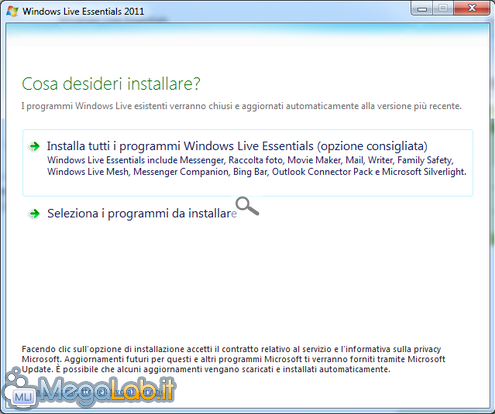 Cosa desideri intallare.dib